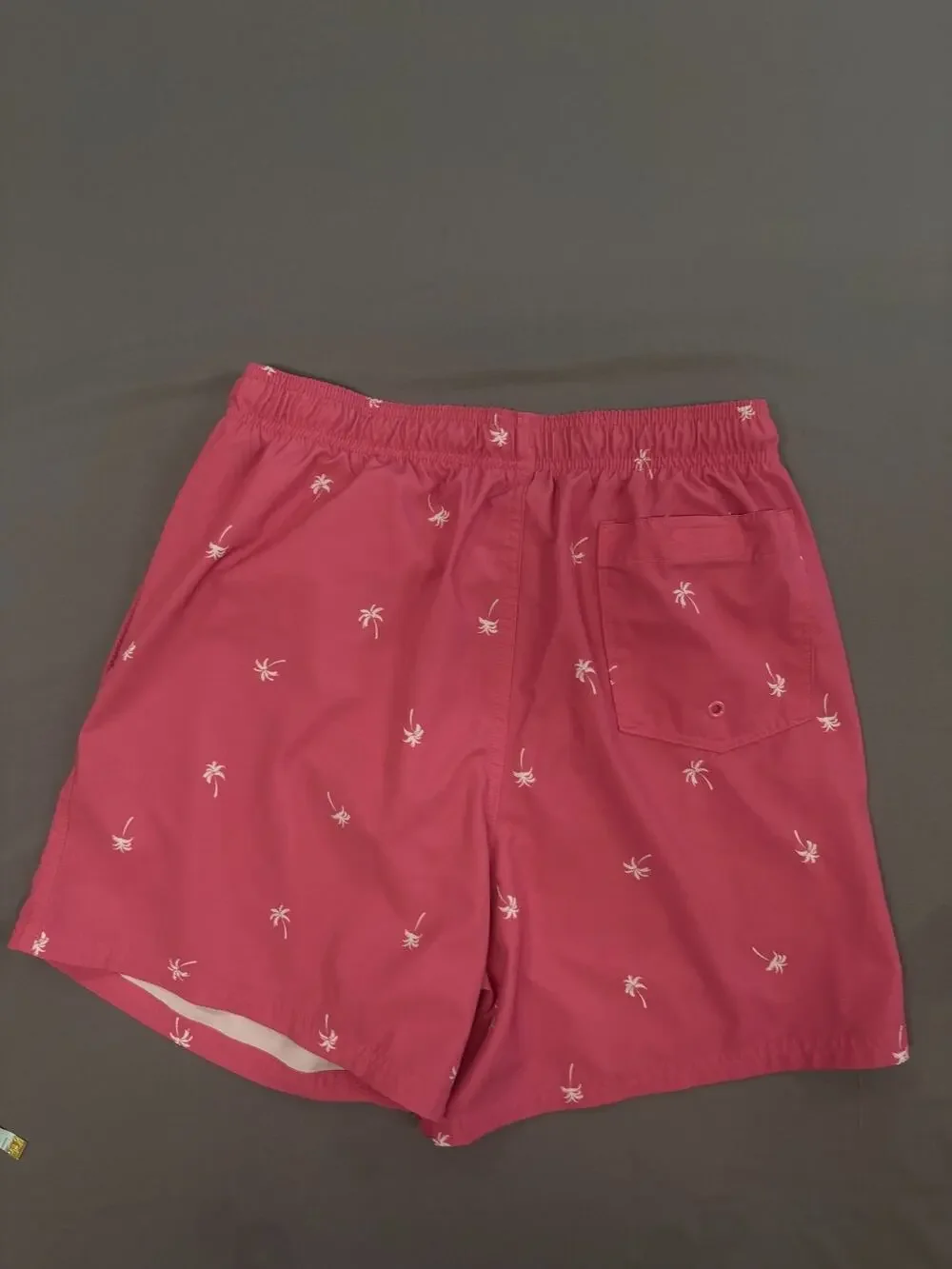MENS OLD NAVY SWIM TRUNKS Shorts Pockets lined Pink with palm tress MED